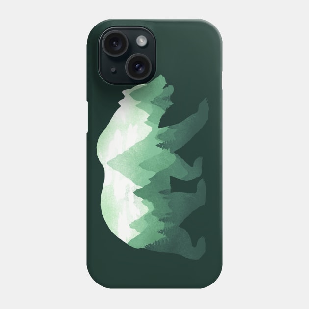 Dramabite Bear Double Exposure Grizzly Surreal Wildlife Animal Phone Case by dramabite