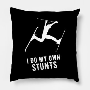 I Do My Own Stunts Skiing Funny Skier Pillow