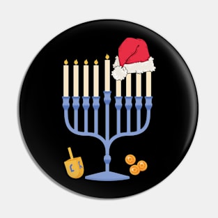 Menorah Santa Chanukah Hanukkah Jewish Christmas Pajama Pin