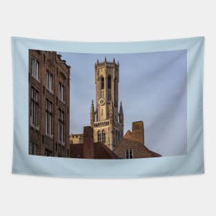 Belfry of Bruges blue sky Tapestry