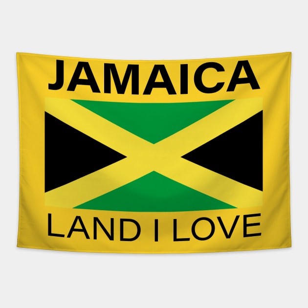 Jamaica Land I Love Jamaican Flag Shirt Tapestry by mccreative