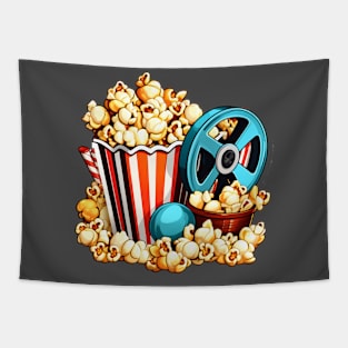 Movie night popcorn family friends design Tapestry