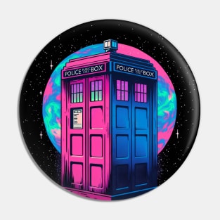 Vaporwave Tardis Pin