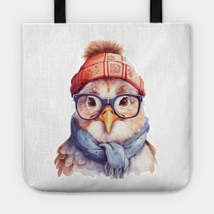 Cozy Chicken in an Orange Hat Tote