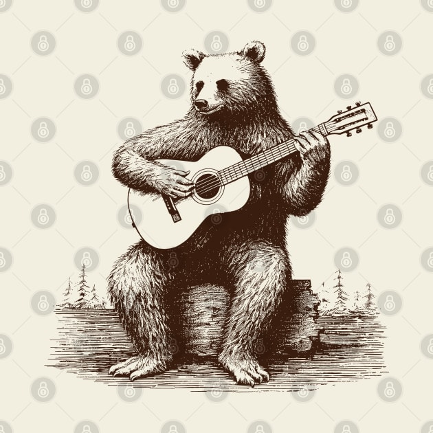 Folk Bear Playing Guitar by DrumRollDesigns