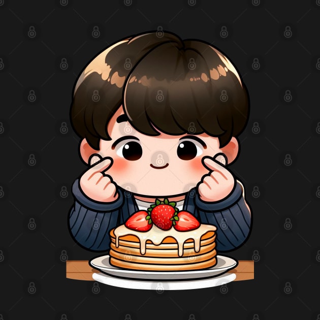 Little Boy Strawberry Pancakes Korean Finger Hearts Kpop by Plushism