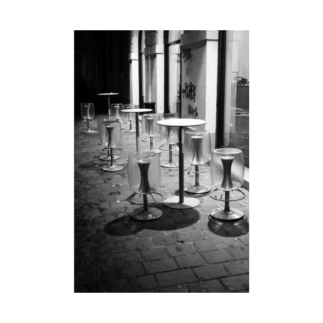 Pavia. Cafe at Night. Black and White. 2010 by IgorPozdnyakov