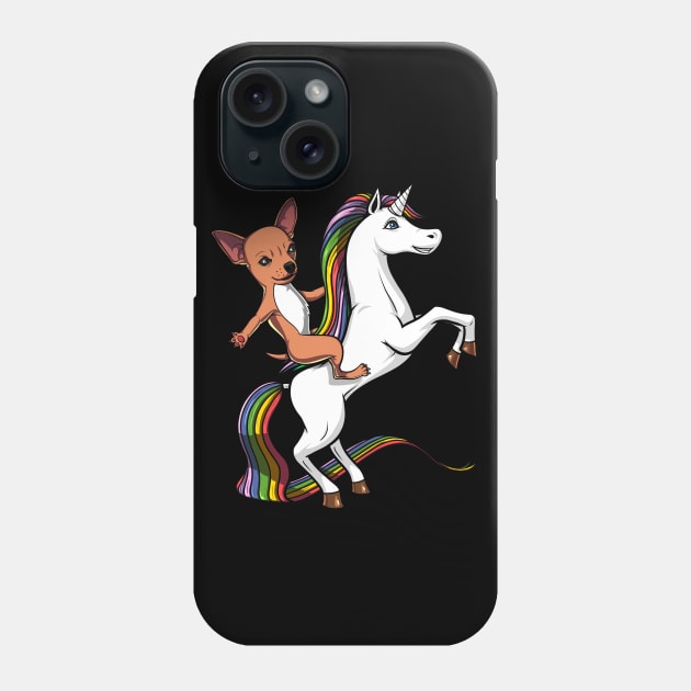 Chihuahua Dog Riding Unicorn Phone Case by underheaven