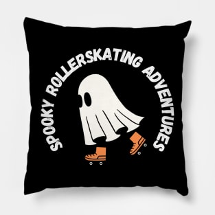 Spooky rollerskating Adventures. Halloween: Cute little ghost rollerskating Pillow