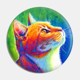 Anticipation Psychedelic Rainbow Tabby Cat Pin