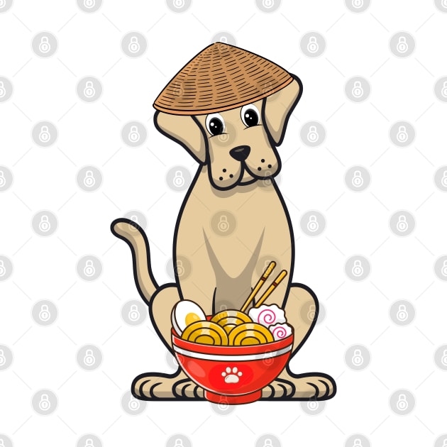 Funny big dog is eating noodles by Pet Station