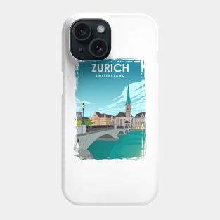 Zurich Vintage Minimal Travel Poster Phone Case