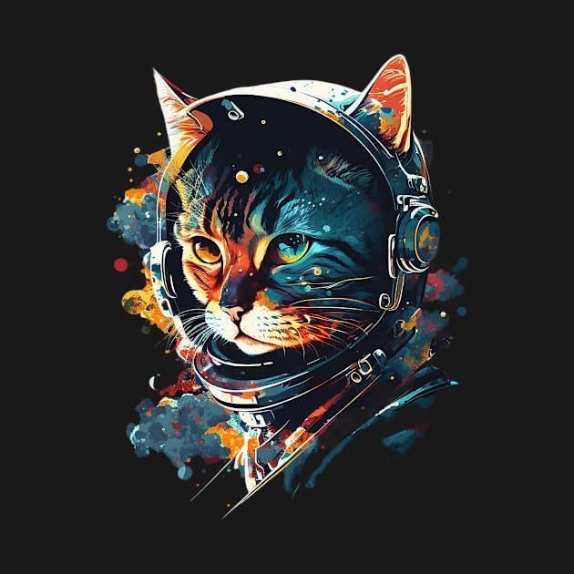 space cat by a cat cooking