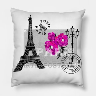 Vintage mail from Paris pink Pillow