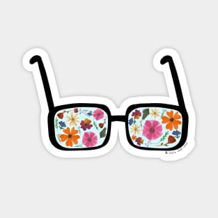 Pressed flowers reading glasses Magnet