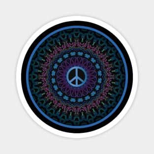 Peace Sign Blue Kaleidoscope Magnet