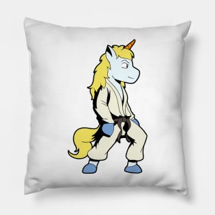 Cartoon unicorn doing judo Pillow