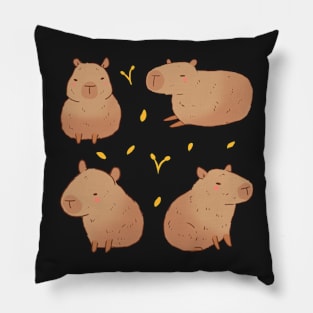 Cute capybaras illustration Pillow