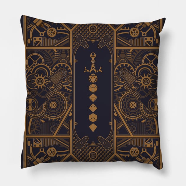 Steampunk Polyhedral Dice Sword Pillow by pixeptional