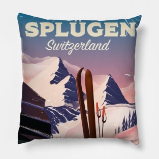 Splügen Switzerland ski poster Pillow