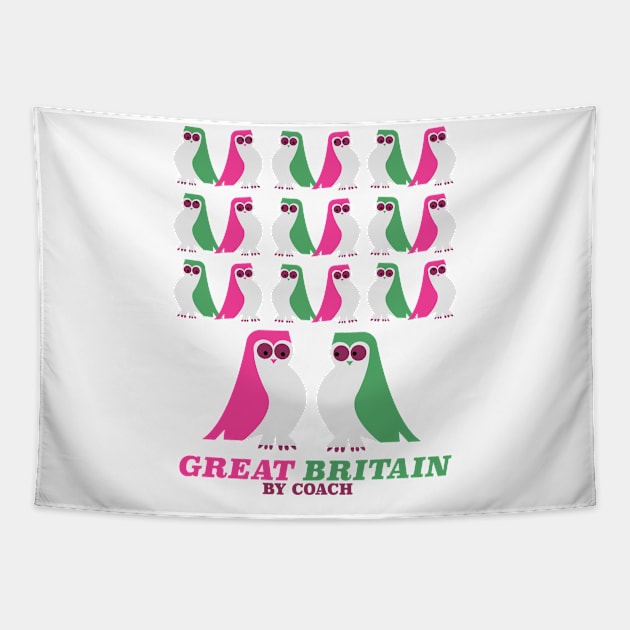 Great Britain, "by Coach" ,Owl, travel poster Tapestry by nickemporium1