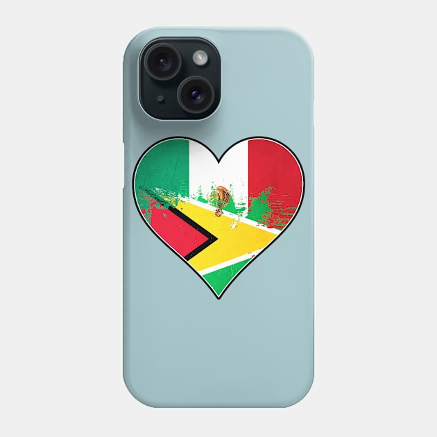 Mexican and Guyanese Heart Mix Heritage Flag Phone Case by Just Rep It!!