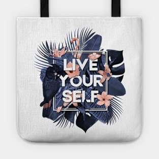 Live your self! Tropical design with typo Tote