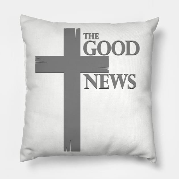 "The Good News" Cross Pillow by HUH? Designs