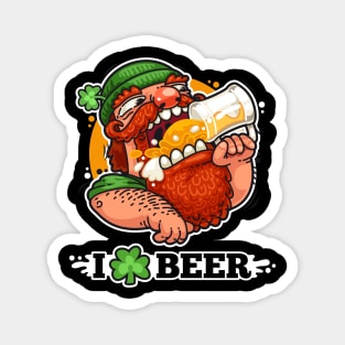 St Patrick's Day Leprechaun I Love Beer Shamrock Irish Magnet