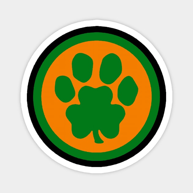 Paw Shamrock (green and orange) Magnet by BradyRain