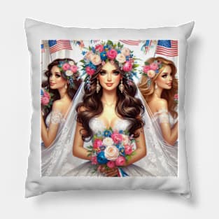 4th of July Bride and Bridesmaids Pillow