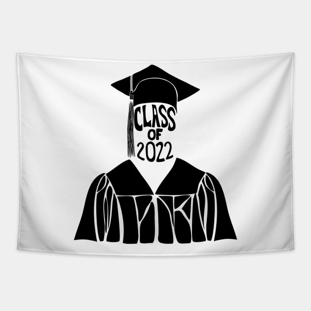 Class of 2022 Graduation Cap and Gown in Black Tapestry by Alissa Carin