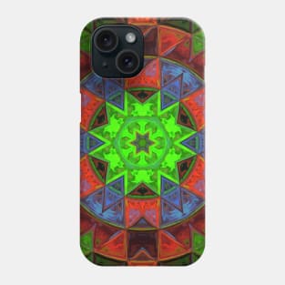 Mosaic Kaleidoscope Flower Green Red and Blue Phone Case