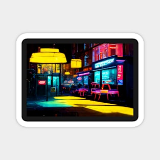 London City Street View At Night In Neonlight / London, England Magnet