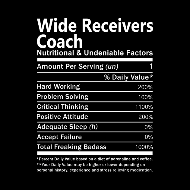 Wide Receivers Coach T Shirt - Nutritional and Undeniable Factors Gift Item Tee by Ryalgi