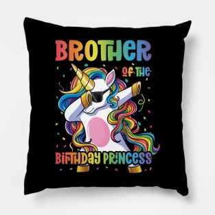 Brother of the Birthday Princess Dabbing Unicorn Girl Pillow