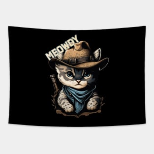 Meowdy Cowboy Cat - Cute Kitten Tapestry