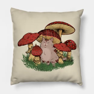 Kawaii Mushroom Cat Pillow