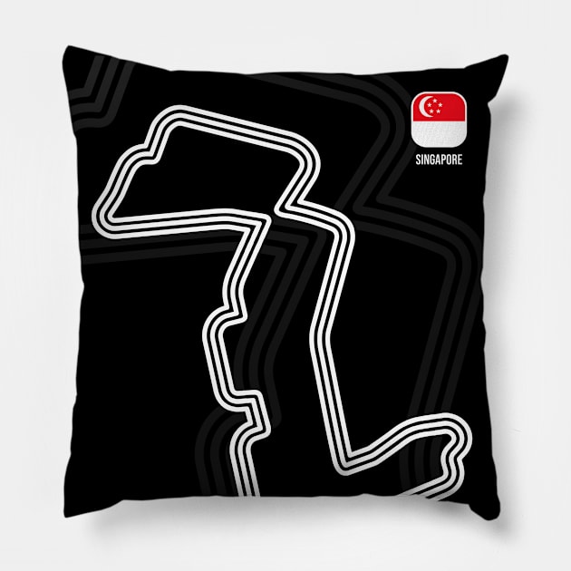 Singapore Race Track (B&W) Pillow by RaceCarsDriving