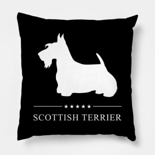 Scottish Terrier Dog White Silhouette Pillow