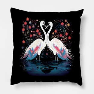 Whooping Crane Couple Valentine Pillow