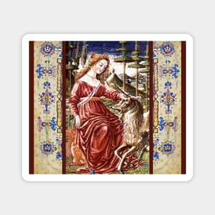 LADY AND UNICORN WITH MEDIEVAL FLORAL MOTIFS Magnet