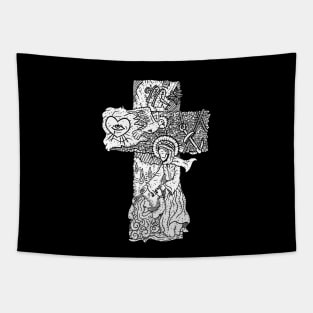 cool christian cross art. bible values, love, hope, faith, care. Tapestry