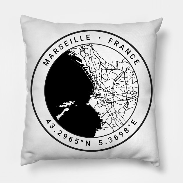 Marseille Map Pillow by Ryan-Cox