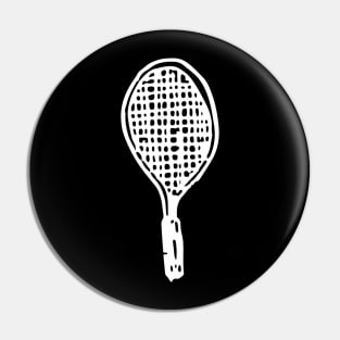 Tennis Racket Doodle White Pin