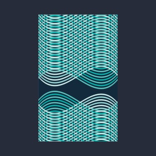 Abstract Infinity Line Design in Navy & Mint T-Shirt