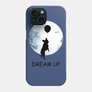 French bulldog lovers, frenchie at moon, dream up, follow your dream Phone Case