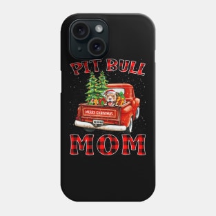 Christmas Pit Bull Mom Santa Hat Truck Tree Plaid Dog Mom Christmas Phone Case