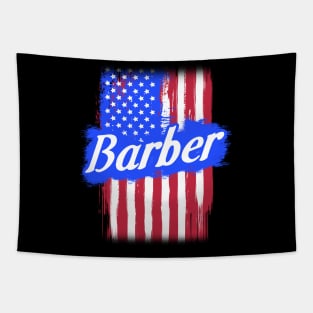 American Flag Barber Family Gift For Men Women, Surname Last Name Tapestry