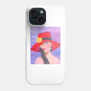 Incognito. Elegant lady wearing a red hat Phone Case
